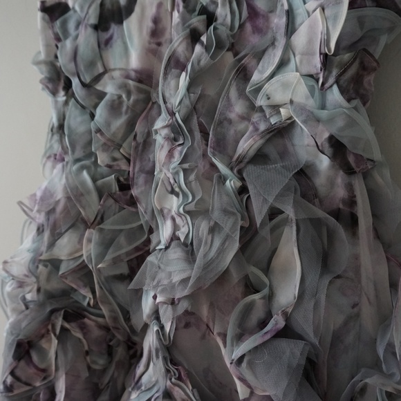 NWTBCBG Eva Silk Organza Ruffle Petal Dress 4 GRAY - Picture 6 of 7